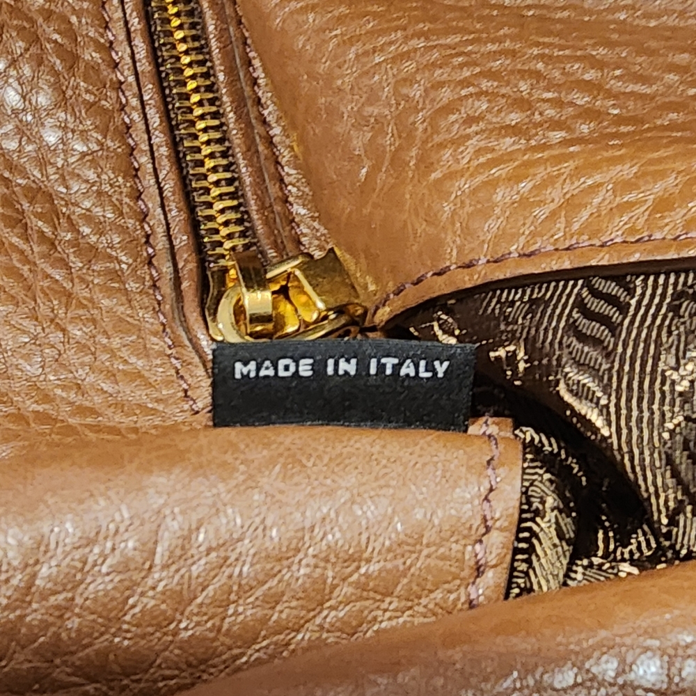 New Prada Vitello Daino BR5009 Brown Leather Side Pocket Hobo Mag Id Card Duster - Picture 6 of 16